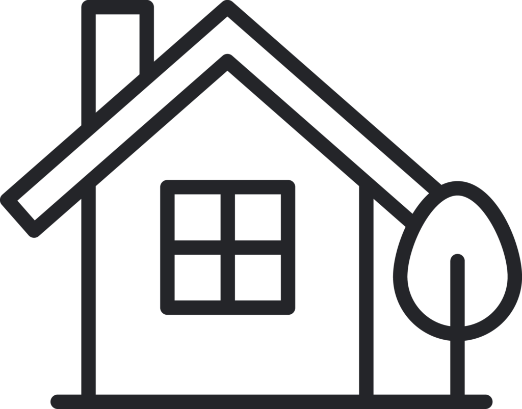 Icon: Simple house outline representing real estate property