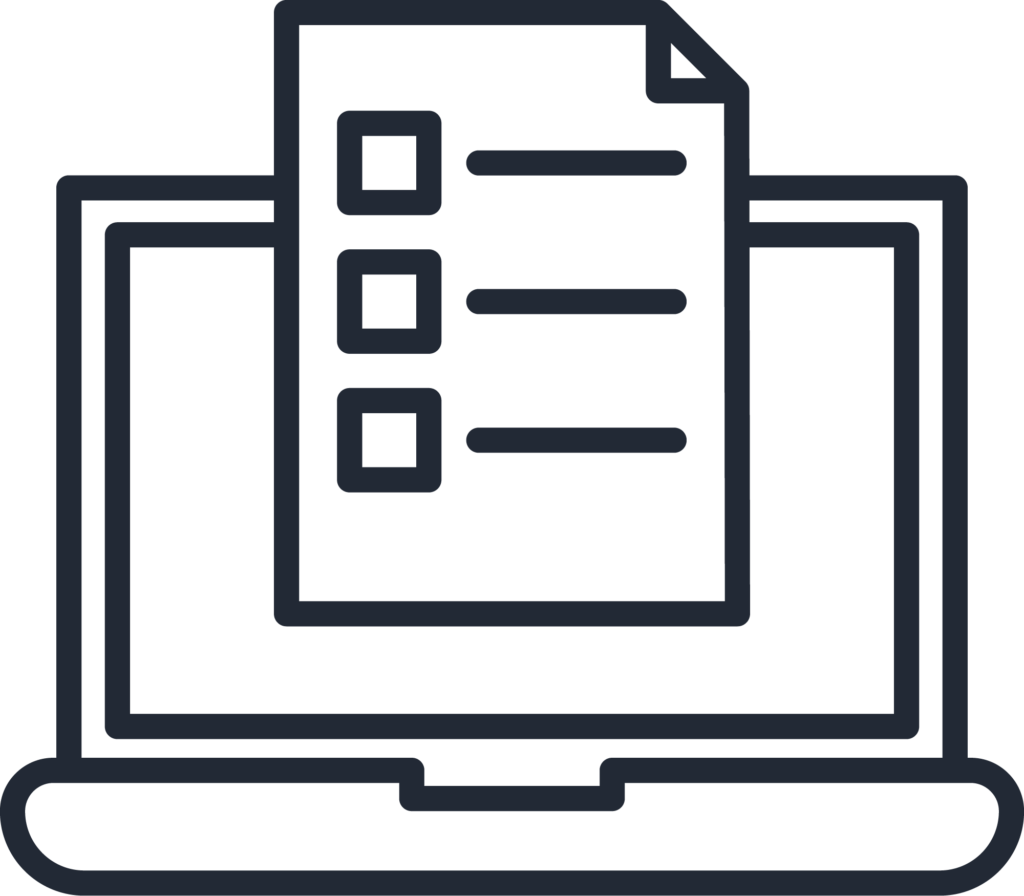 Icon: Digital checklist or document management on computer screen